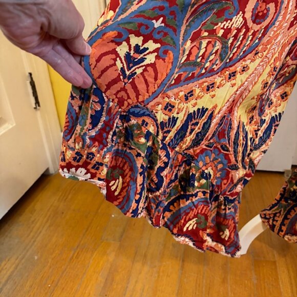 NWT Angie Multicolor Paisley Print Strappy Smocked Wide Leg Jumpsuit Size Large - Picture 5 of 11